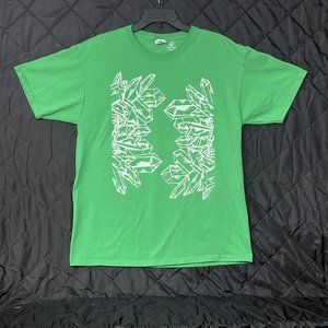 Handmade Green Crystals Men's T-Shirt L Minerals Gem Specimen Metaphysical